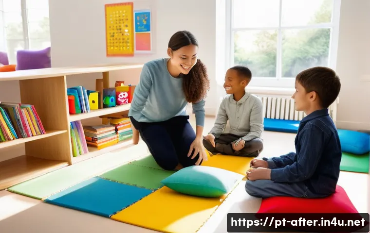 방과후지도사 실무에서 필요한 스킬 - **Prompt:** A warm, inviting after-school program classroom filled with natural light. A diverse gro...