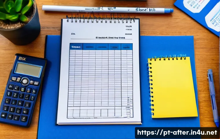 방과후지도사 시험장 팁 및 유의사항 - A neatly organized study desk with exam essentials prepared the night before: multiple blue and blac...